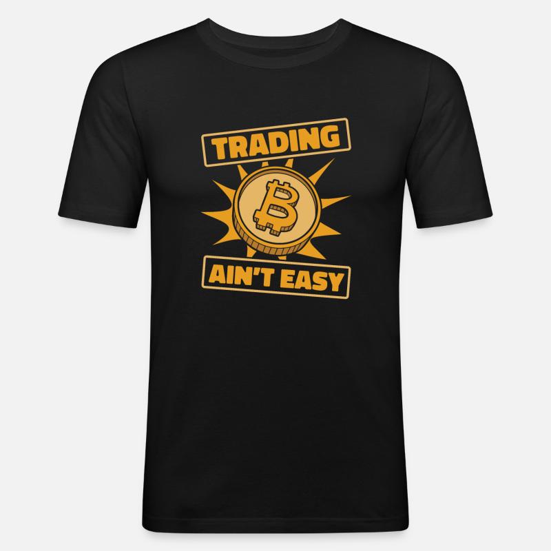 Trading Ain't Easy Blockchain Crypto - Männer Slim Fit T-Shirt - Schwarz