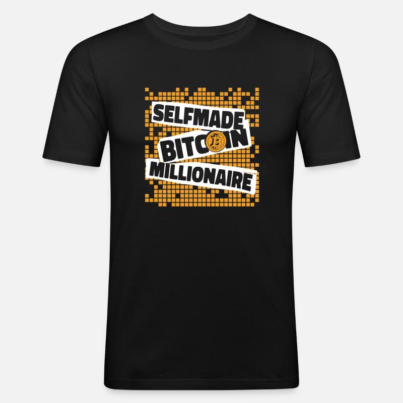 Selfmade Bitcoin Millionaire Blockchain Crypto - Männer Slim Fit T-Shirt - Schwarz