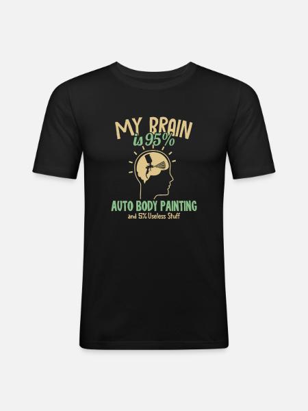 Min hjerne er 95% Auto Body Painting Automotive Car - Herre Slim Fit T-Shirt - sort