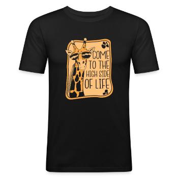 Le Côté Supérieur De La Vie Giraffidae Africains Nubiens - T-shirt près du corps Homme - noir - Devant - Nik (191cm)