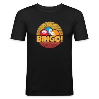 Amateur de bingo professionnel rétro Daubers - T-shirt près du corps Homme - noir - Devant - Nik (191cm)