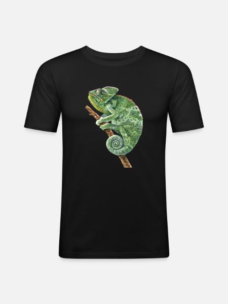 Veiled Panther Chamaeleonidae Lover Chameleon - Men's Slim Fit T-Shirt - black