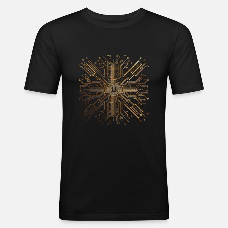 Bitcoin Chip - Männer Slim Fit T-Shirt - Schwarz