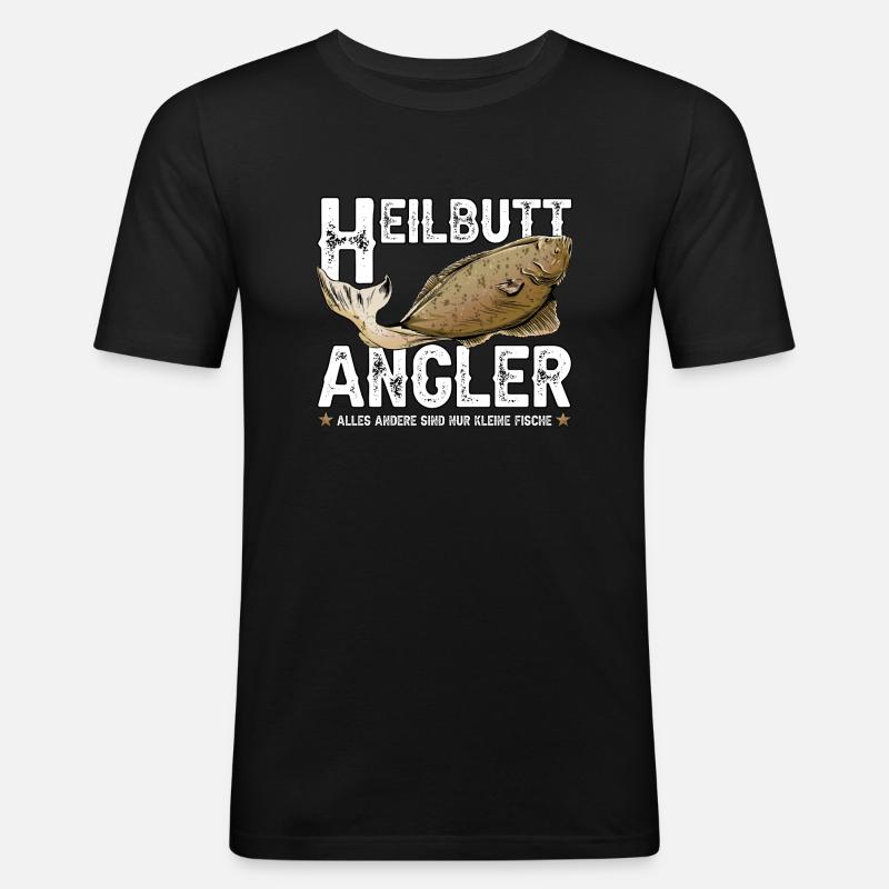 Heilbutt Angler - Männer Slim Fit T-Shirt - Schwarz
