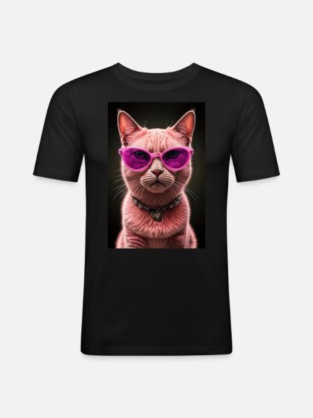 Diva der Katzenwelt - Männer Slim Fit T-Shirt - Schwarz