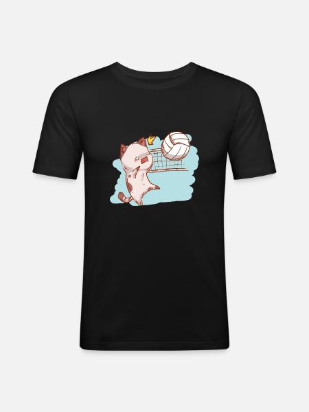 Volley-ball de chat - T-shirt près du corps Homme - noir