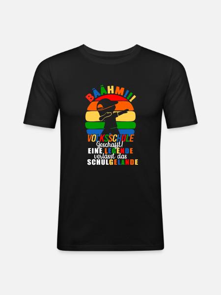 Volksschule Geschafft Absolvent Abgänger - Männer Slim Fit T-Shirt - Schwarz