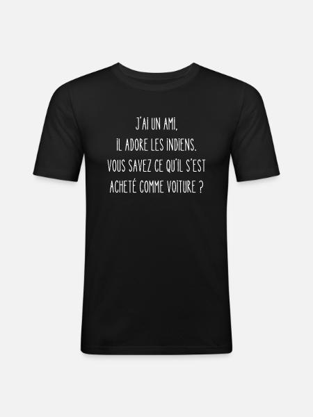adore les indiens - T-shirt près du corps Homme - noir