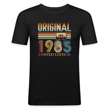 Anniversaire 40 Ans Original 1985 Cadeau Fête - T-shirt près du corps Homme - noir - Devant - Nik (191cm)