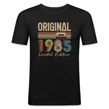 40. Geburtstag 40 Jahre Original 1985 - Männer Slim Fit T-Shirt - Schwarz - Vorne - Nik (191cm)