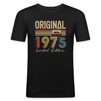 50. Geburtstag 50 Jahre Original 1975 - Männer Slim Fit T-Shirt - Schwarz - Vorne - Nik (191cm)
