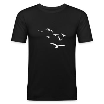 Lustig Vögel Vogelschwarm Piepmatz Spruch Geschenk - Männer Slim Fit T-Shirt - Schwarz - Vorne - Nik (191cm)