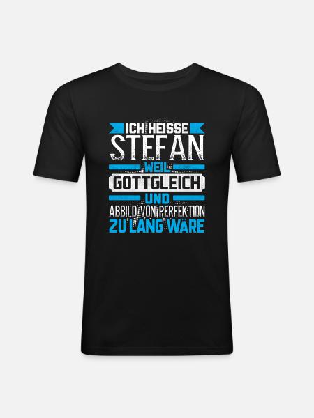 STEFAN - Gottgleich - Männer Slim Fit T-Shirt - Schwarz