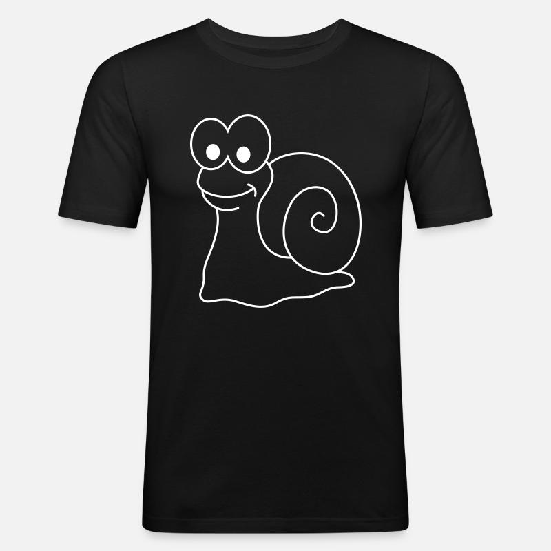 Schnecke Comic Tier - Männer Slim Fit T-Shirt - Schwarz
