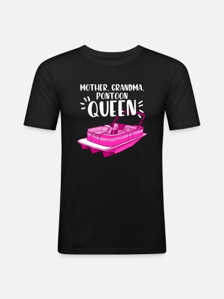 Mutter Oma Pontoon Queen - Pontonboot - Männer Slim Fit T-Shirt - Schwarz