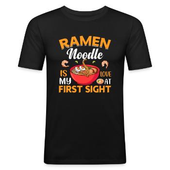 Les nouilles ramen sont mon coup de foudre - T-shirt près du corps Homme - noir - Devant - Nik (191cm)
