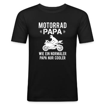 Motorradfahrer Motorrad Papa Spruch Geschenk - Männer Slim Fit T-Shirt - Schwarz - Vorne - Nik (191cm)