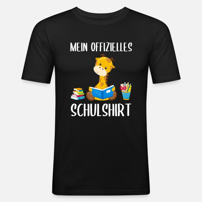 Giraffe Schulshirt Schulbeginn Schule Geschenk - Männer Slim Fit T-Shirt - Schwarz