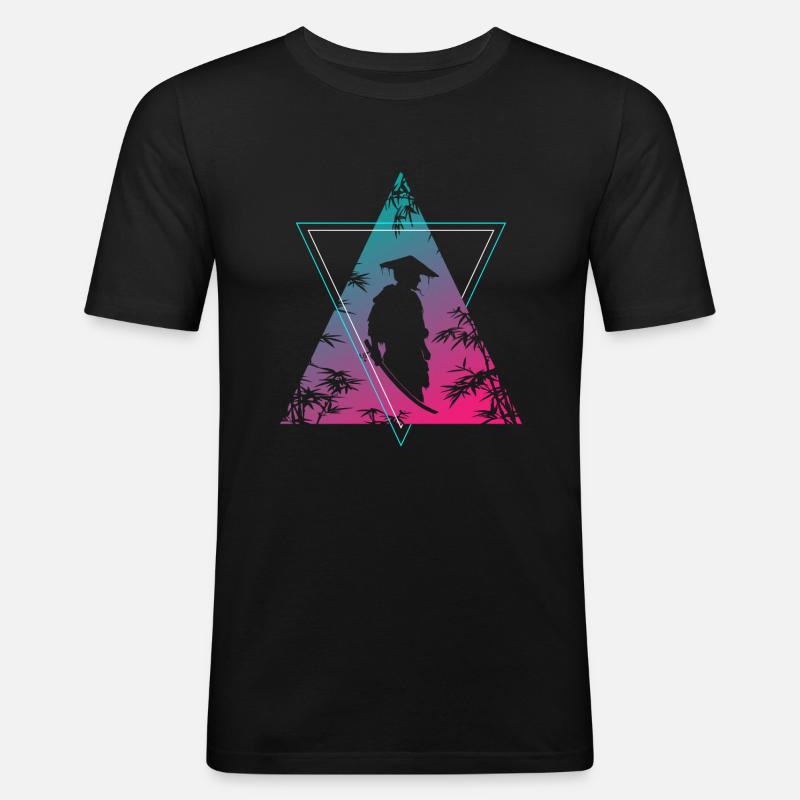 Neon Samurai Moderner Krieger Geist - Männer Slim Fit T-Shirt - Schwarz