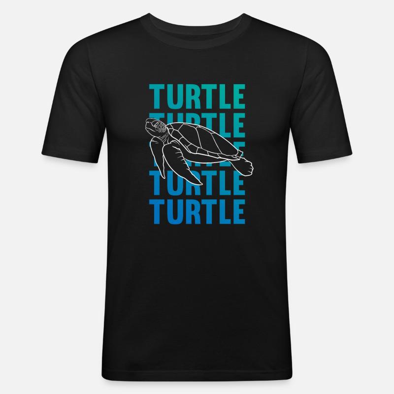 TURTLE Schattenbild Wortkunst Geschenk - Männer Slim Fit T-Shirt - Schwarz