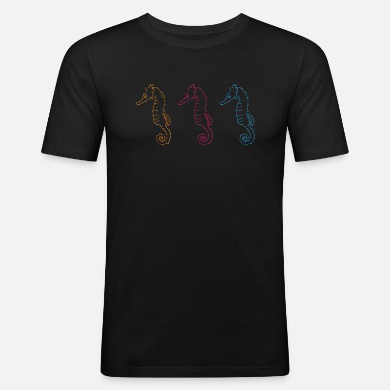 Triade Seepferdchen Meerestanz Geschenk - Männer Slim Fit T-Shirt - Schwarz