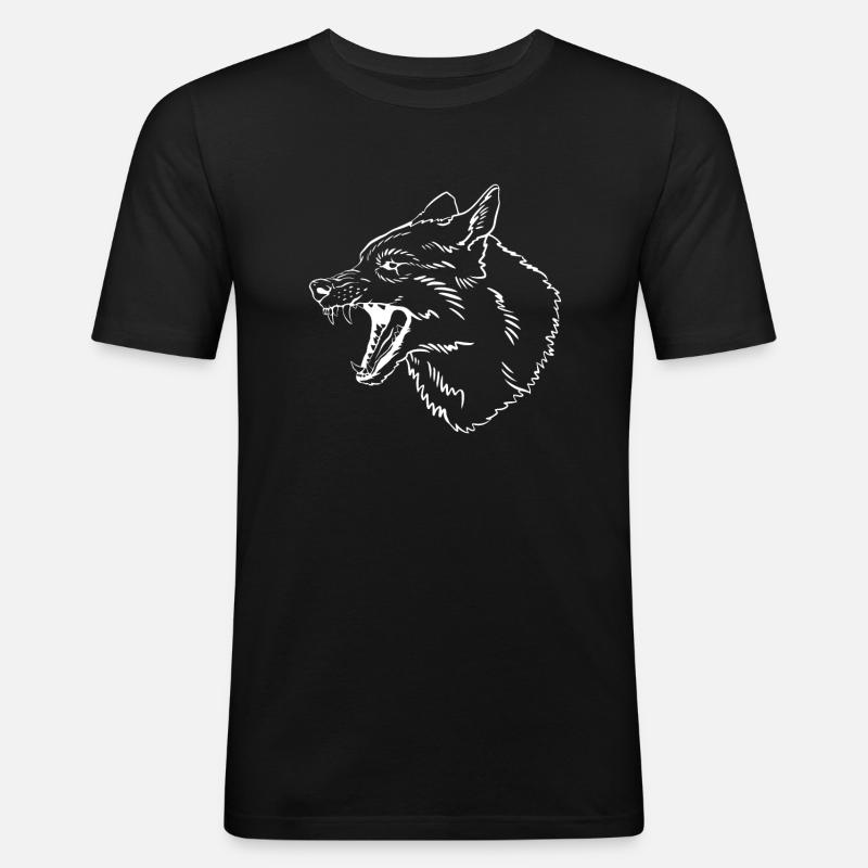Wikinger Wolf - Kriegergeist - Männer Slim Fit T-Shirt - Schwarz