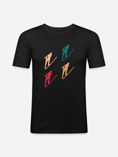Farbenfrohe Springer - Männer Slim Fit T-Shirt - Schwarz