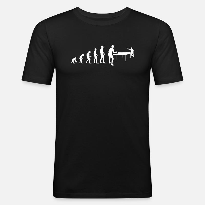 Evolution Tischtennis Spieler Geschenk - Männer Slim Fit T-Shirt - Schwarz
