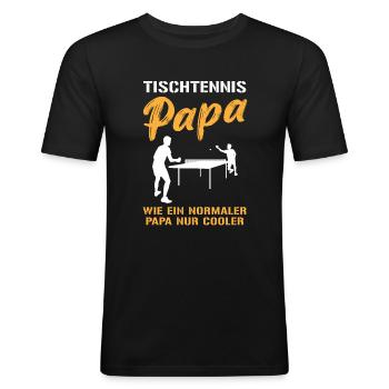 Cooler Tischtennis Papa Spruch Geschenk - Männer Slim Fit T-Shirt - Schwarz - Vorne - Nik (191cm)
