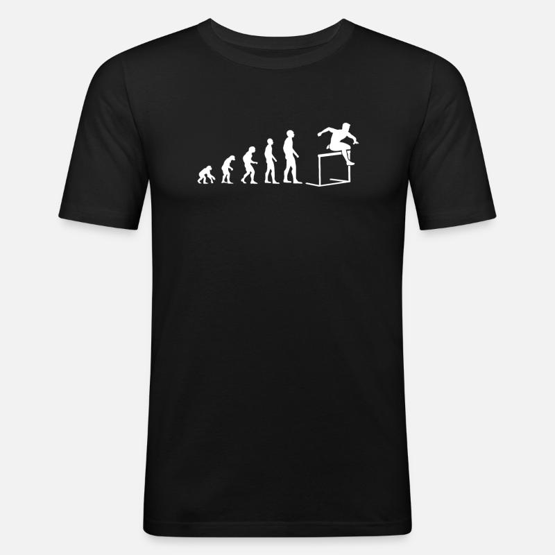 Evolution Hindernislauf Sport Evolutionär - Männer Slim Fit T-Shirt - Schwarz