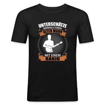Wisdom of old age banjo - gift with experience - Men's Slim Fit T-Shirt - black - Front - Nik (191cm)