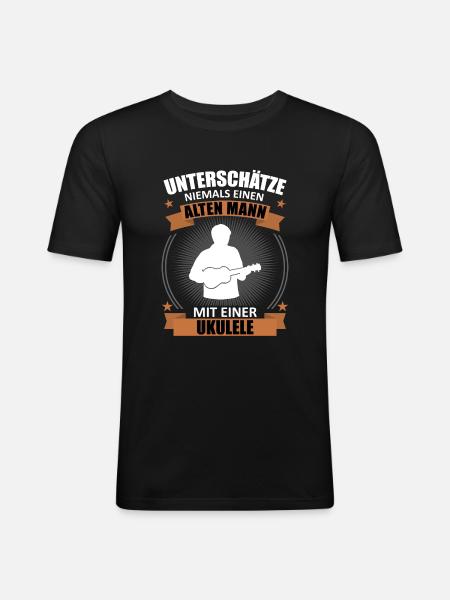 Old Man Ukulele Wisdom - Men's Slim Fit T-Shirt - black