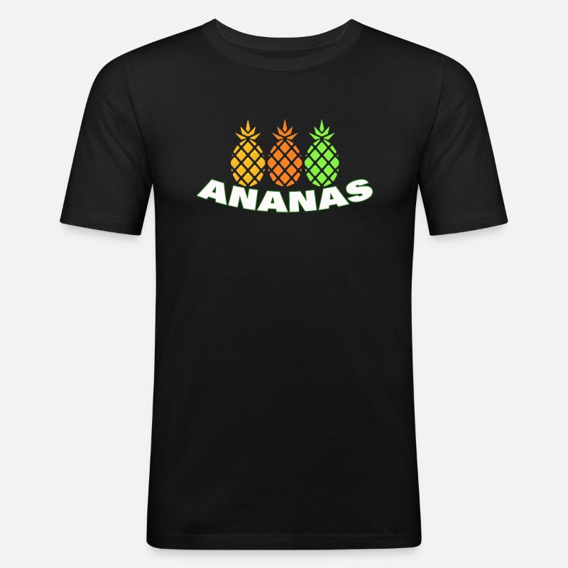 ANANAS - Männer Slim Fit T-Shirt - Schwarz
