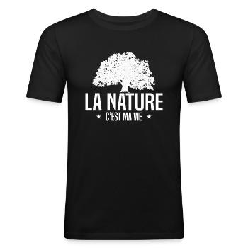 nature et écologie - T-shirt près du corps Homme - noir - Devant - Nik (191cm)