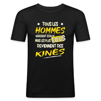 Kiné kinésithérapeute cadeau humour - T-shirt près du corps Homme - noir - Devant - Nik (191cm)