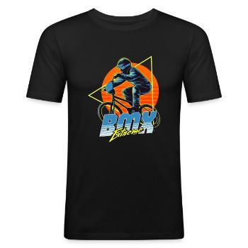 BMX extrême - T-shirt près du corps Homme - noir - Devant - Nik (191cm)