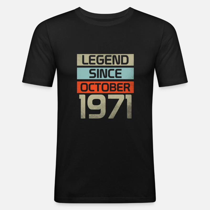 Legend Since October 1971 - Männer Slim Fit T-Shirt - Schwarz