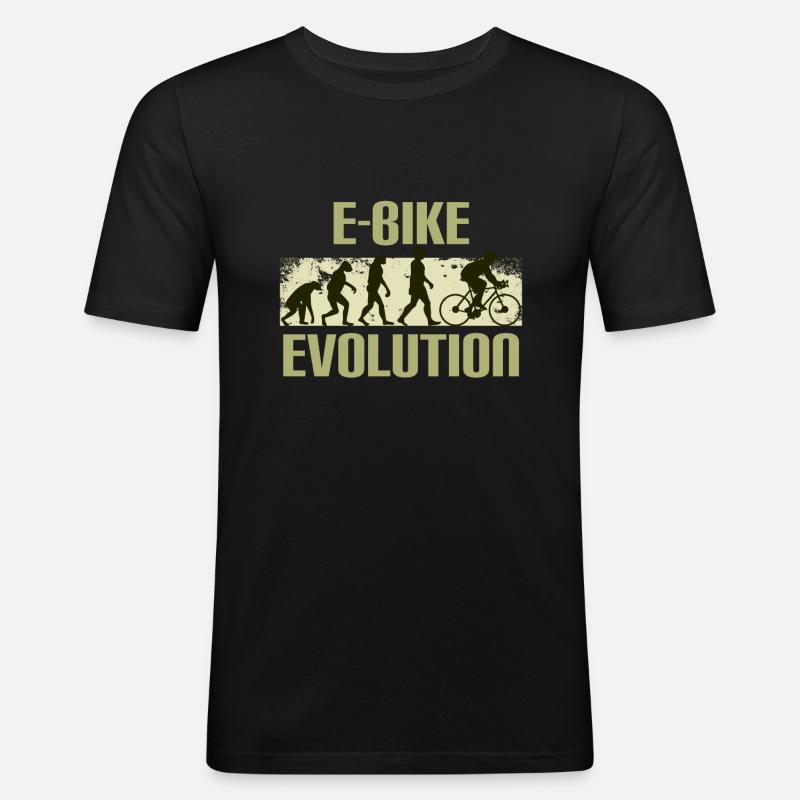 E-Bike, E-MTB, Evolution - Männer Slim Fit T-Shirt - Schwarz