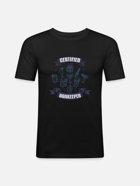 Barman certifié, Bartender - T-shirt près du corps Homme - noir
