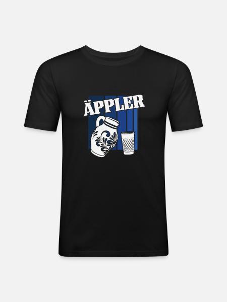 Hessischer Äppler, Apfelwein - Männer Slim Fit T-Shirt - Schwarz