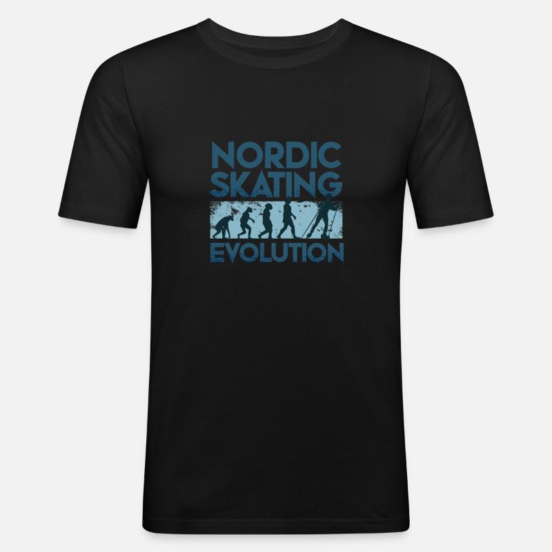 Nordic Skating Evolution - Männer Slim Fit T-Shirt - Schwarz
