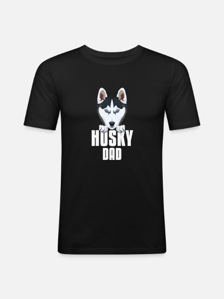 Husky dad, dog dad - Men's Slim Fit T-Shirt - black