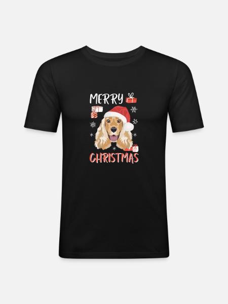 Deutsch Cocker Spaniel Christmas - Men's Slim Fit T-Shirt - black