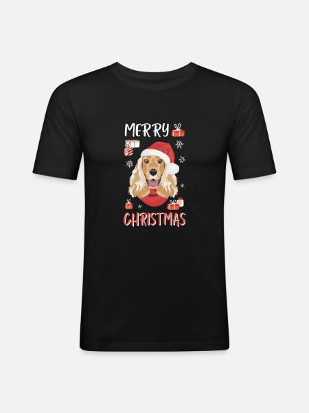 Deutsch Cocker Spaniel Christmas - Men's Slim Fit T-Shirt - black