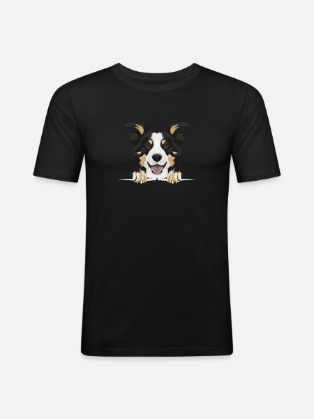 Smiling Border Collie - Men's Slim Fit T-Shirt - black