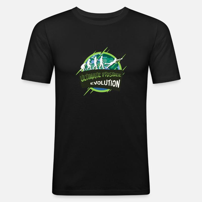 Ultimate Frisbee Evolution - Männer Slim Fit T-Shirt - Schwarz