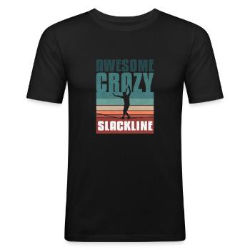 Retro vintage Slackline - Men's Slim Fit T-Shirt - black - Front - Nik (191cm)