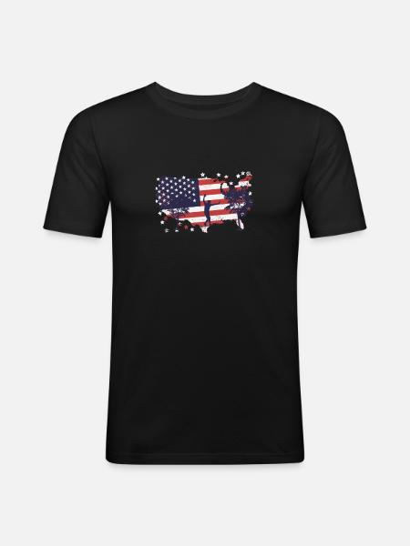 American Flag Slackline - Men's Slim Fit T-Shirt - black