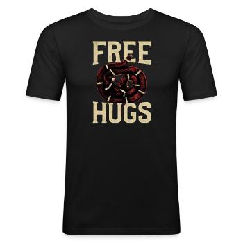 Free Hugs - Männer Slim Fit T-Shirt - Schwarz - Vorne - Nik (191cm)