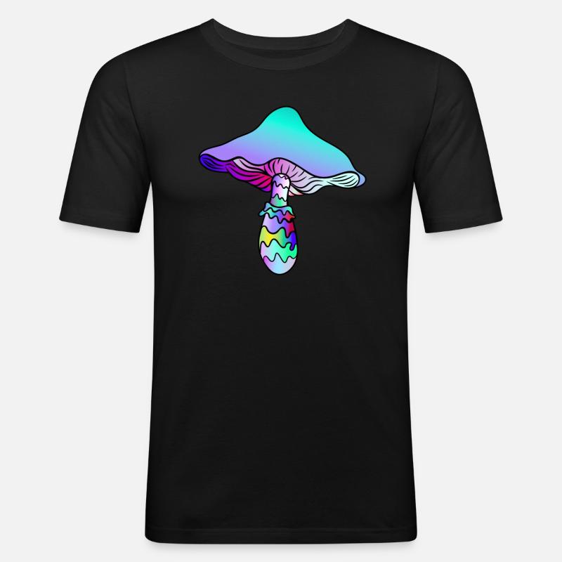 Psychedelischer Pilz - Regenbogen-Pilz - Männer Slim Fit T-Shirt - Schwarz